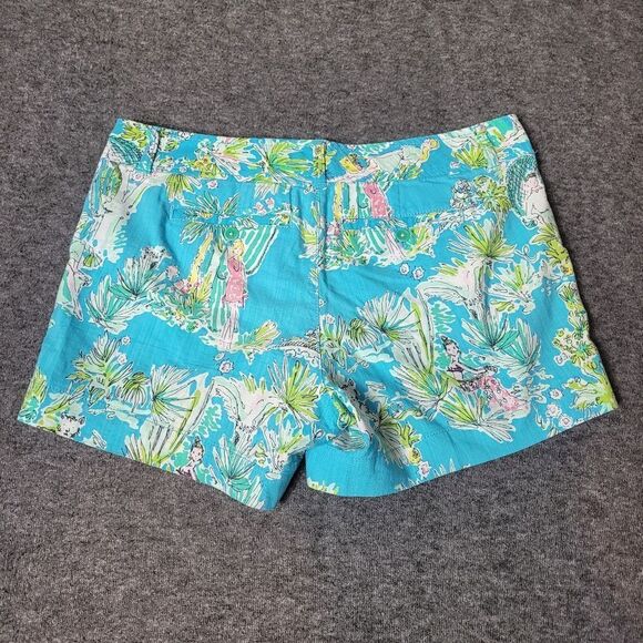 Lilly Pulitzer Originals Jungle Glam Toile Womens 10 Blue Pink Callahan Shorts - Picture 1 of 6